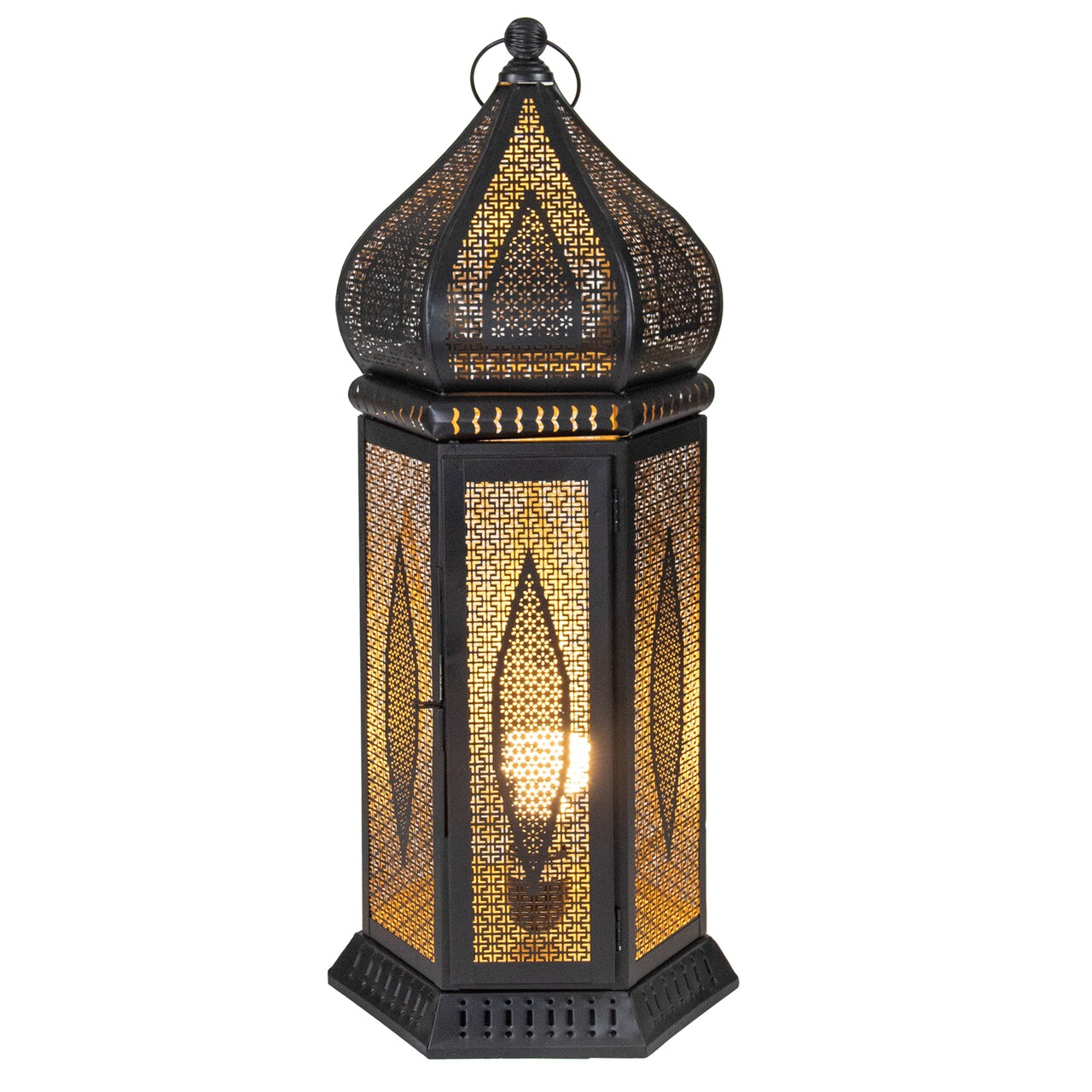 Northlight Moroccan Style Lantern Table Lamp - 23.5" - Black and Gold
